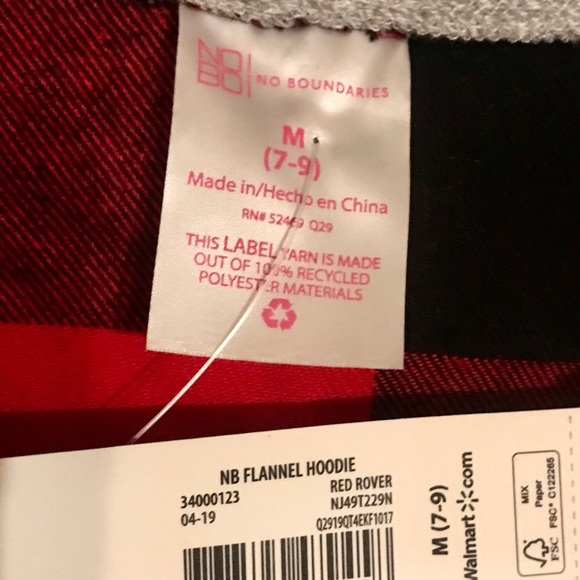 NWT-Women’s lightweight flannel plaid shirt w/snap closure, hood & drawstring - Picture 8 of 9